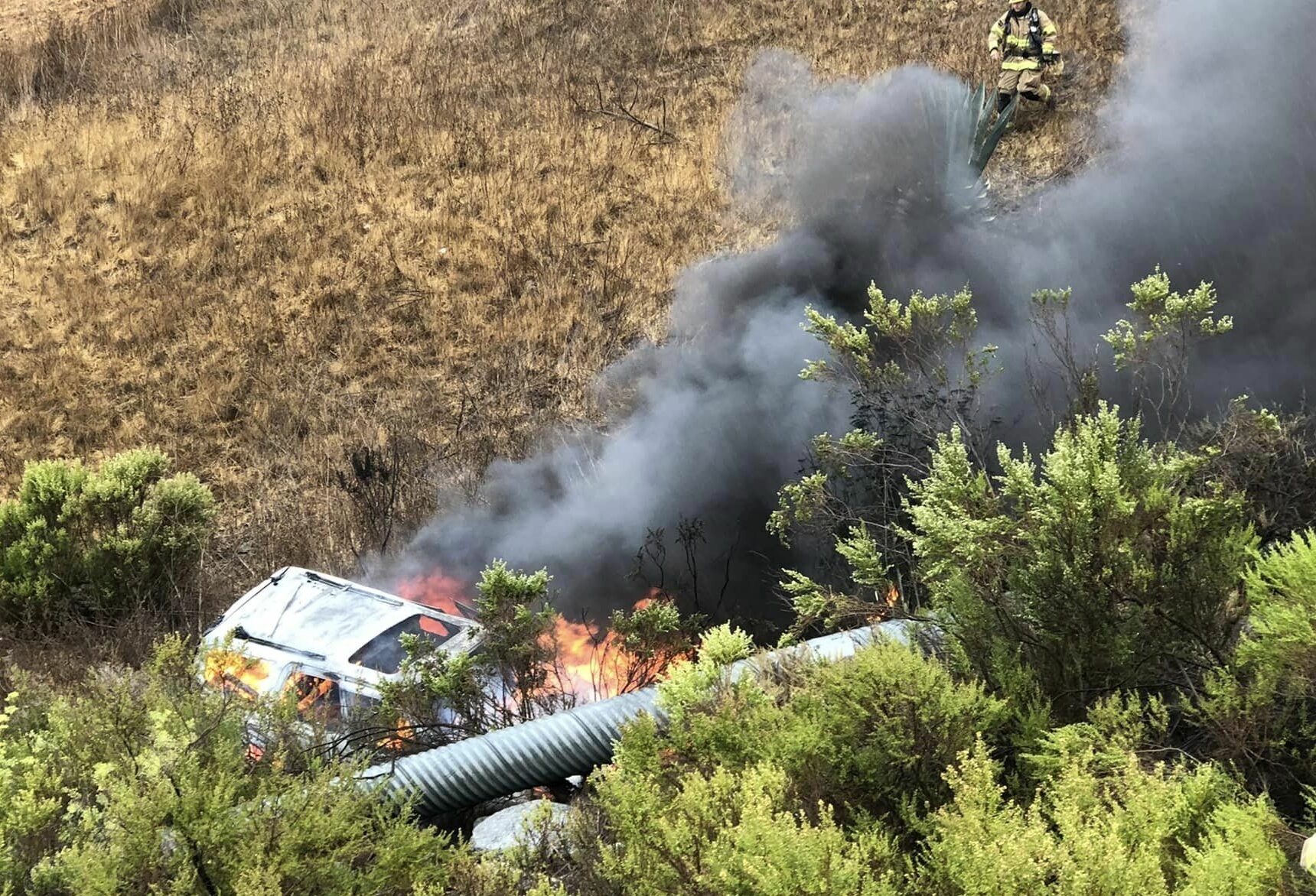 Two people injured in fiery crash near Templeton